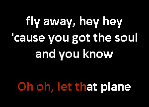 fly away, hey hey
'cause you got the soul

and you know

Oh oh, let that plane