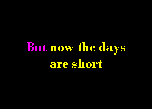 But now the days

are short