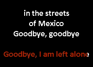 in the streets
of Mexico
Goodbye, goodbye

Goodbye, I am left alone