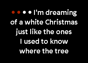 0 0 0 0 I'm dreaming
of a white Christmas

just like the ones
I used to know
where the tree