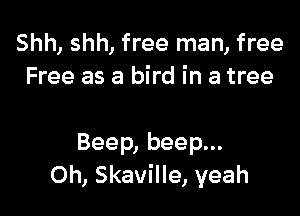 Shh, shh, free man, free
Free as a bird in a tree

Beep, beep...
0h, Skaville, yeah