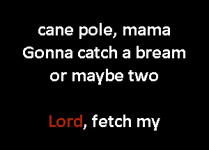 cane pole, mama
Gonna catch a bream
or maybe two

Lord, fetch my