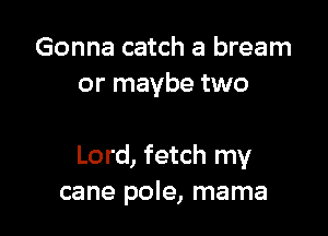 Gonna catch a bream
or maybe two

Lord, fetch my
cane pole, mama