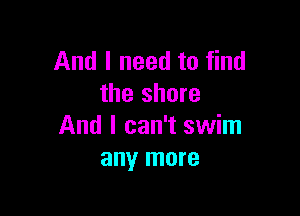 And I need to find
the share

And I can't swim
any more