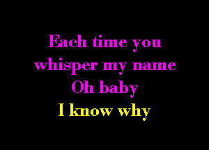 Each time you
whisper my name
Oh baby
I know why

g