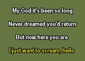 My God it's been so long
Never dreamed you'd return

But now here you are

ljust want to scream, hello