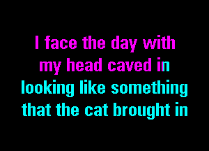 I face the day with
my head caved in
looking like something
that the cat brought in