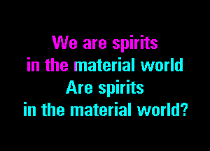 We are spirits
in the material world

Are spirits
in the material world?