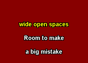 wide open spaces

Room to make

a big mistake