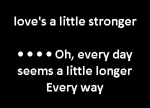 Iove's a little stronger

0 0 0 0 Oh, every day
seems a little longer
Every way