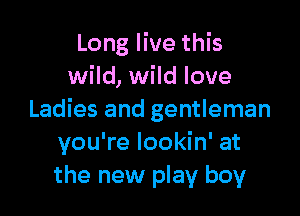 Long live this
wild, wild love

Ladies and gentleman
you're lookin' at
the new play boy