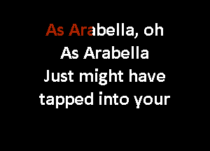 As Arabella, oh
As Arabella

Just might have
tapped into your