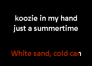 koozie in my hand
just a summertime

White sand, cold can