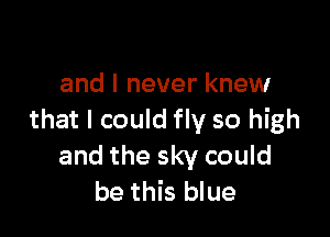and I never knew

that I could fly so high
and the sky could
be this blue