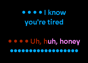 0 0 0 0 I know
you're tired

0 0 0 0 Uh, huh, honey

OOOOOOOOOOOOOOOOOO