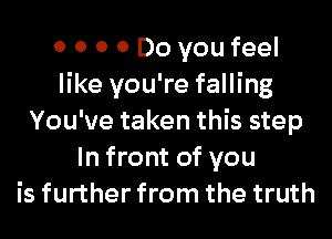 0 0 0 0 Do you feel
like you're falling
You've taken this step
In front of you
is further from the truth