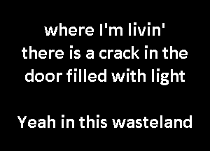 where I'm Iivin'
there is a crack in the

door filled with light

Yeah in this wasteland