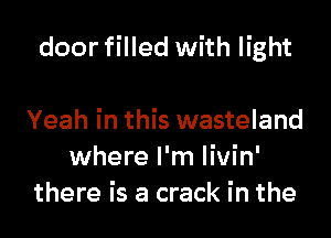 door filled with light

Yeah in this wasteland
where I'm livin'
there is a crack in the