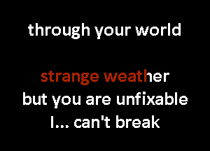 through your world

strange weather
but you are unfixable
I... can't break