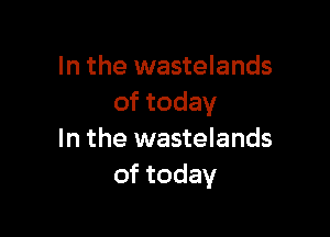 In the wastelands
of today

In the wastelands
of today