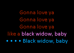 Gonna love ya
Gonna love ya

Gonna love ya
like a black widow, baby
0 0 o 0 Black widow, baby