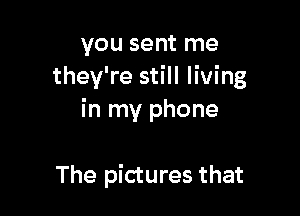 you sent me
they're still living

in my phone

The pictures that