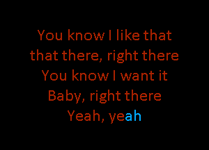 You knowl like that
that there, right there

You know I want it
Baby, right there
Yeah,yeah