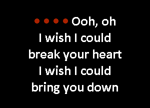 0 0 o 0 Ooh, oh
I wish I could

break your heart
I wish I could
bring you down