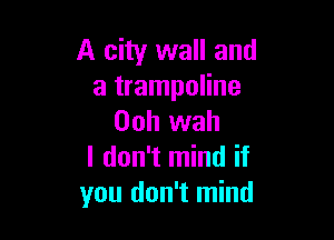 A city wall and
a trampoline

Ooh wall
I don't mind if
you don't mind