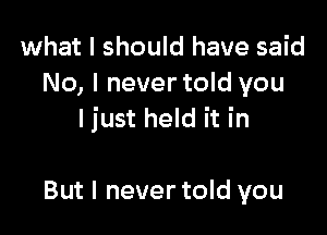 what I should have said
No, I never told you

Ijust held it in

But I never told you