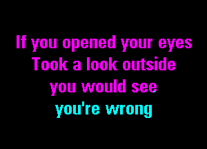 If you opened your eyes
Took a look outside

you would see
you're wrong