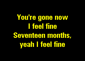 You're gone now
I feel fine

Seventeen months,
yeah I feel fine
