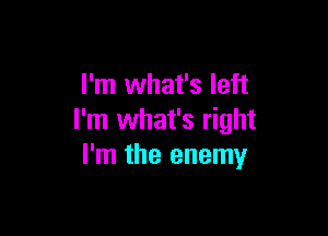 I'm what's left

I'm what's right
I'm the enemy