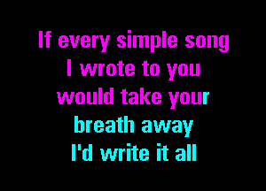 If every simple song
I wrote to you

would take your
breath away
I'd write it all