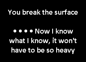 You break the surface

OOOONowIknow
what I know, it won't
have to be so heavy