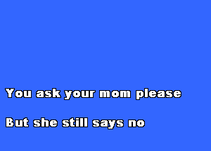 You ask your mom please

But she still says no