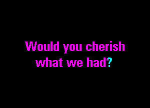 Would you cherish

what we had?