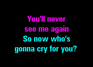 You'll never
see me again

So now who's
gonna cry for you?