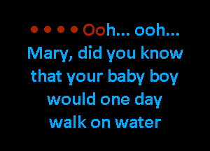 o o o o Ooh... ooh...
Mary, did you know

that your baby boy
would one day
walk on water