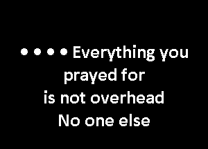 0 0 0 0 Everything you

prayed for
is not overhead
No one else