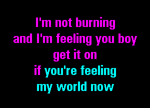 I'm not burning
and I'm feeling you boy

get it on
if you're feeling
my world now