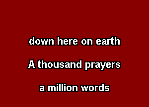 down here on earth

A thousand prayers

a million words