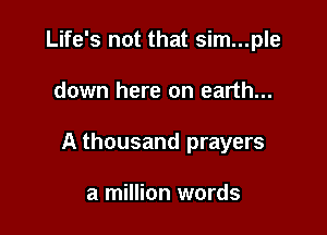 Life's not that sim...ple

down here on earth...

A thousand prayers

a million words
