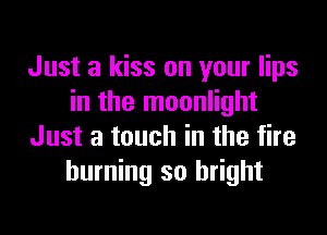 Just a kiss on your lips
in the moonlight
Just a touch in the fire
burning so bright