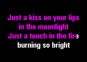 Just a kiss on your lips
in the moonlight
Just a touch in the fire
burning so bright