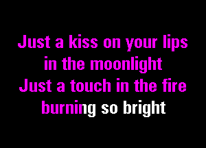 Just a kiss on your lips
in the moonlight
Just a touch in the fire
burning so bright