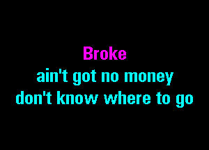 Broke

ain't got no money
don't know where to go