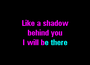 Like a shadow

behind you
I will be there