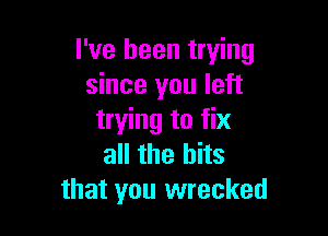 I've been trying
since you left

trying to fix
all the bits
that you wrecked