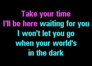 Take your time
I'll be here waiting for you

I won't let you go
when your world's
in the dark